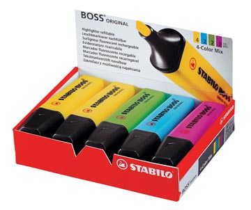 Afbeelding van Markeerstift STABILO BOSS Original 70/10 assorti 4 kleuren doos à 10 stuks