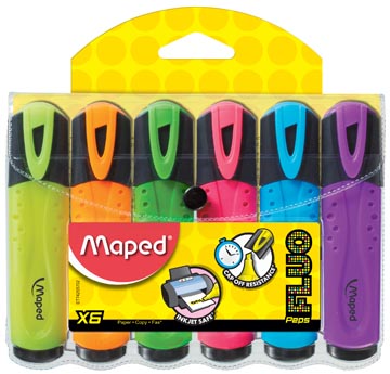 Afbeelding van Markeerstift Maped set à 6 standaard kleuren