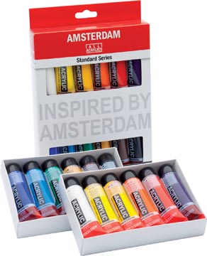 Afbeelding van Amsterdam acrylverf tube van 20 ml, etui 12 stuks in geassorteerde kleuren