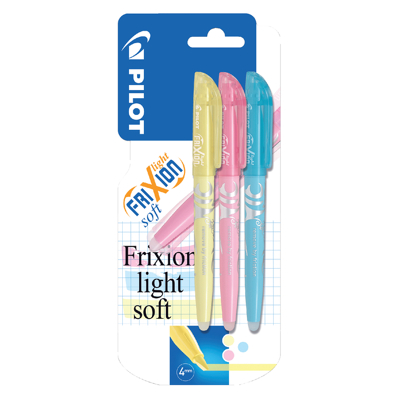 Afbeelding van Markeerstift PILOT Frixion soft blauw, geel, roze in blister