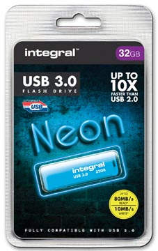 Afbeelding van Integral Neon Usb 3.0 Stick, 32 Gb, Blauw stick