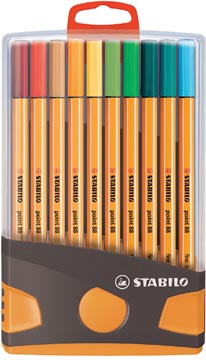 Afbeelding van Fineliner STABILO point 88/20 ColorParade rollerset antraciet/oranje fijn assorti etui à 20 stuks