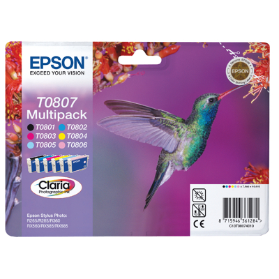 Afbeelding van Epson T0807 Inktcartridge 6 kleuren Voordeelbundel