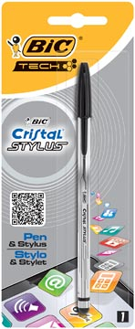 Afbeelding van Bic balpen en Stylus Cristal 2 in 1 zwart, blister met stuk