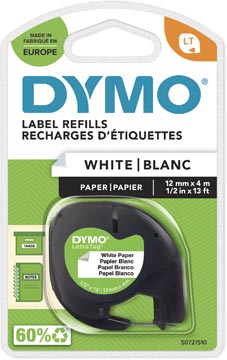 Afbeelding van Dymo 91200 (S0721510) Tape Zwart op wit (12 mm)