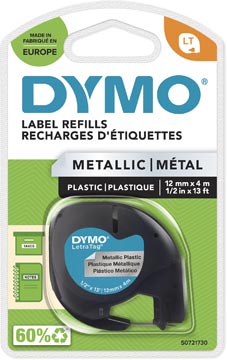 Afbeelding van Dymo 91208 (S0721730) Tape Zwart op metallic (12 mm)