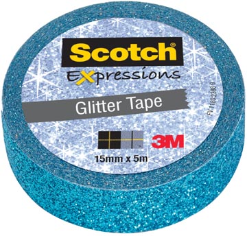 Afbeelding van Scotch Expressions Glitter Tape, 15 Mm X 5 M, Blauw Hobbyplakband
