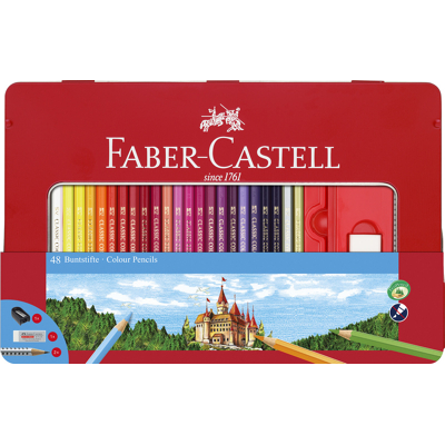 Afbeelding van Kleurpotlood Faber Castell Castle zeskantig metalen etui 48 stuks met