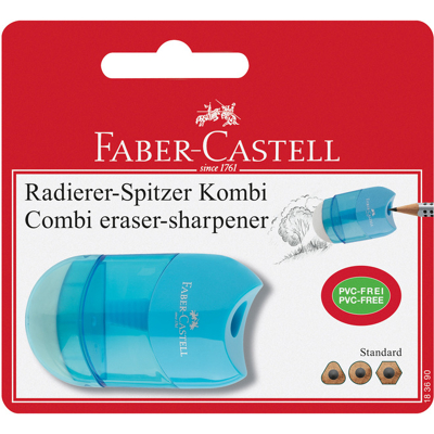 Afbeelding van 5x Puntenslijper en gum Faber Castell mini assorti blister