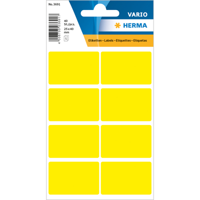 Afbeelding van 10x Herma Multipurpose etiketten, 25 x 40 mm, geel, permanent hechtend