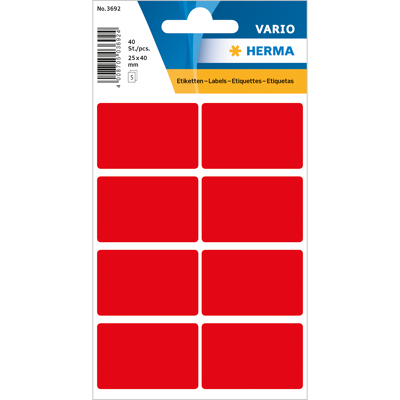 Afbeelding van 10x Herma Multipurpose etiketten, 25 x 40 mm, rood, permanent hechtend
