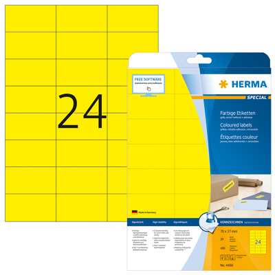 Afbeelding van Etiket HERMA 4466 70x37mm verwijderbaar geel 480stuks