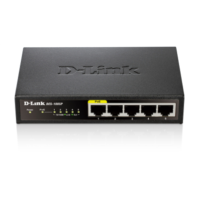 Afbeelding van D Link DES 1005P/E netwerk switch Unmanaged L2 Fast Ethernet (10/100)