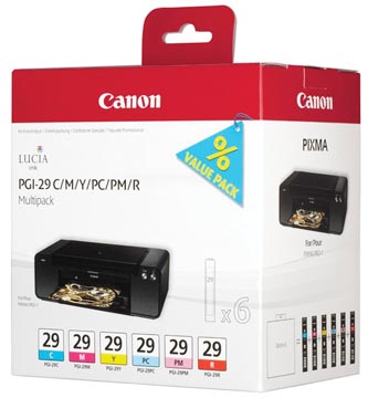 Afbeelding van Canon Inktcartridge PGI 29 6 multipack CMY/PC/PM/R voor PIXMA PRO 1