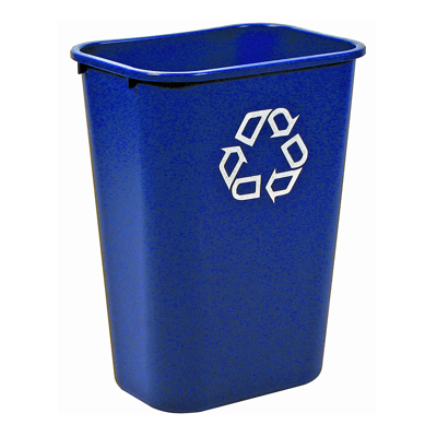 Afbeelding van Rechthoekige afvalbak 39 ltr, Rubbermaid, model: VB 002957, blauw, recyclingsymbool