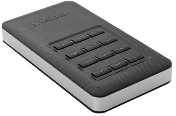 Afbeelding van Verbatim SSD 256 GB, USB 3.1, AC, 4,57 cm (1,8&#039;&#039;), zwart Secure Portable, toetsenbord, AES bit, detailhandel