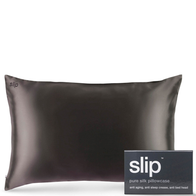 Image of Slip Silk Pillowcase Queen (Various Colours) Charcoal