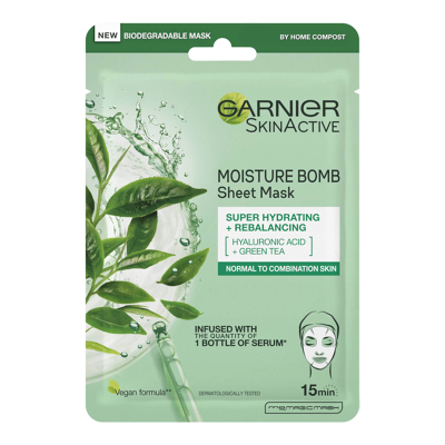 Imagem de Garnier Moisture Bomb Green Tea Hydrating Face Sheet Mask for Combination Skin 32g