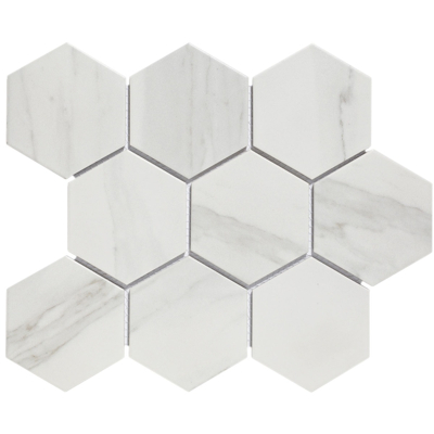 Afbeelding van The Mosaic Factory Barcelona Carrara White Mat Hexagon 9,5x11 cm