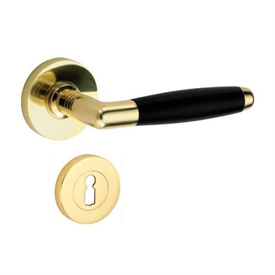 Afbeelding van Mi Satori Ton Ebben deurkruk op rozet met sleutelrozet rond messing ongelakt