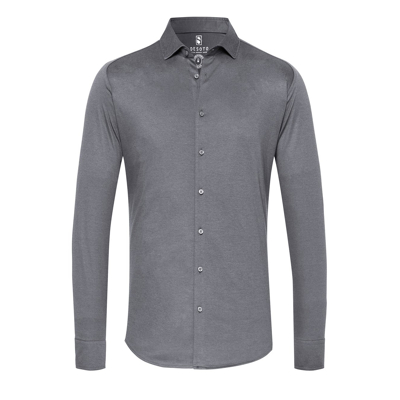 Afbeelding van Desoto overhemd heren slim fit grijs effen
