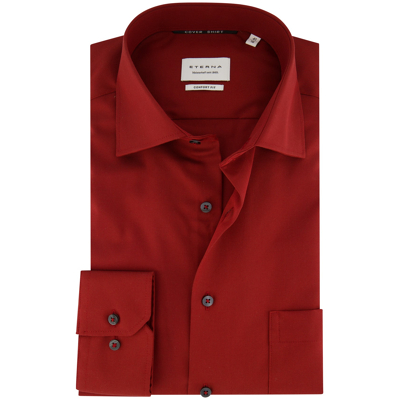 Afbeelding van Eterna Comfort fit Overhemd Strijkvrij wijde rood effen