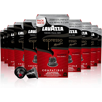 Billede af 10 x pakker Lavazza Maestro Classico Aluminiums kapsler til Nespresso (100 kapsler)