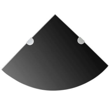 Afbeelding van Hoekschap met chromen dragers zwart 35x35 cm glas