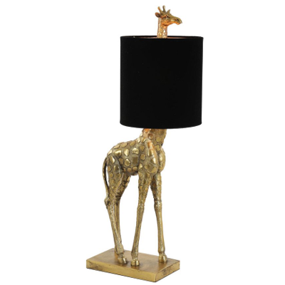 Afbeelding van Giraffe tafellamp 68cm antiekbrons/zwart
