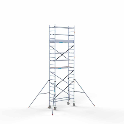 Afbeelding van Professionele aluminium rolsteiger 0.75x1.90x7.20m werkhoogte met lichtgewicht platformen