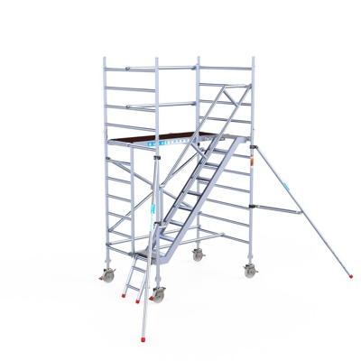 Afbeelding van Professionele aluminium trappentoren 1.35x1.90x4.20m werkhoogte