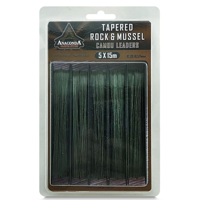 Afbeelding van Anaconda Tapered Rock &amp; Mussel Camou Leaders 0.38 0.70mm (15m) (5 stuks)