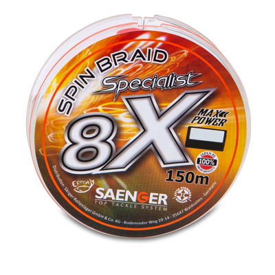 Afbeelding van Saenger 8x Specialist Spin Braid 150m Fluo Orange 0,16mm Gevlochten lijn