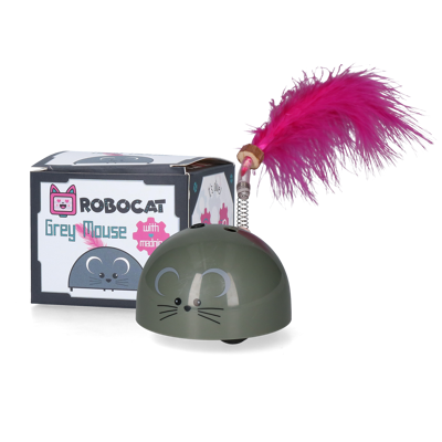 Afbeelding van Robocat Grey Mouse Kattenspeelgoed Grijs Roze Met Madnip