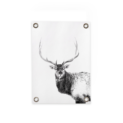 Afbeelding van Tuinposter hert zwart wit 50 x 70 cm Kerst