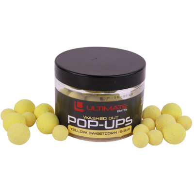 Afbeelding van Ultimate Baits Wasted Out Pop ups Yellow Sweetcorn 12+15mm 50g