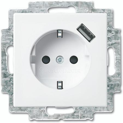 Afbeelding van Busch Jaeger Balance SI inbouw stopcontact kindveilig met randaarde USB voeding 20 EUCBUSB 914