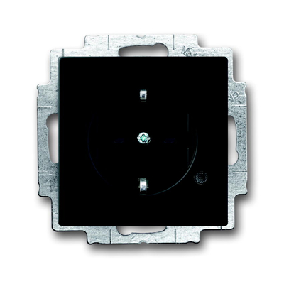 Afbeelding van Busch Jaeger mat zwart stopcontact met randaarde Steplight 20 EUCBLI 885