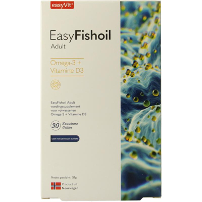 Afbeelding van Easyvit EasyFishoil Adult Omega 3 en Vitamine D3 Kauwtabletten