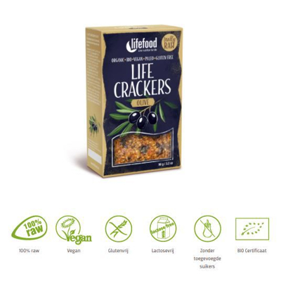 Afbeelding van Lifefood Life crackers olijf 90 g