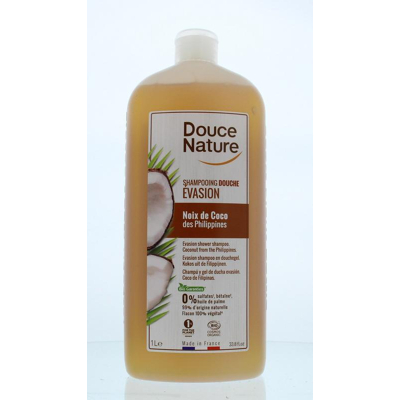 Afbeelding van Douce Nature Douchegel &amp; Shampoo Evasion Kokos Bio, 1000 ml