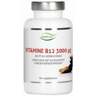 Afbeelding van Nutrivian Vitamine B12 methylcobalamine 3 Mg, 60 Zuig tabletten