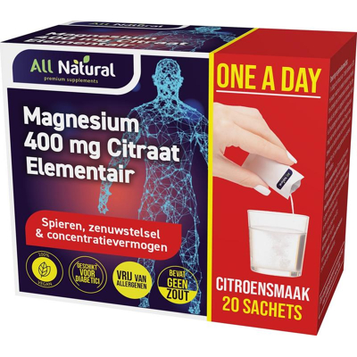 Afbeelding van All Natural Magnesium Citraat Elementair 400mg