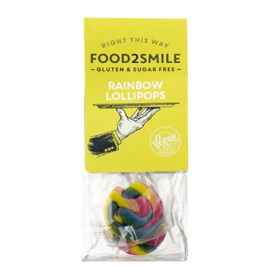 Afbeelding van Food2Smile Rainbow lollipops suiker lactose glutenvrij 5 stuks