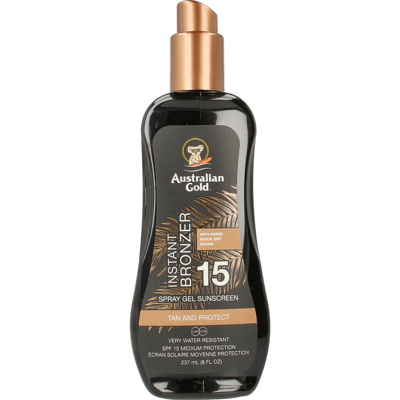 Afbeelding van Australian Gold Zonnebrand SPF 15 spray gel met bronzer Zonnebrandcrème 237 ml Zonnespray