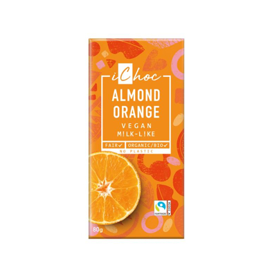Afbeelding van iChoc Almond Orange Melkchocoladereep 80GR