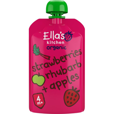 Afbeelding van Ella&#039;s Kitchen Strawberry Rhubarb &amp; Apples 4+ Mnd Knijpz Bio, 120 gram
