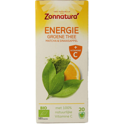 Afbeelding van Zonnatura Energie groene thee Vitamine C bio 20 Buideltjes