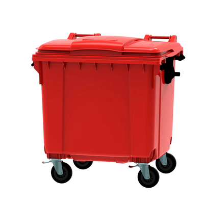 Afbeelding van Container 1100 liter vlak deksel rood