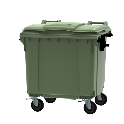 Afbeelding van Container 1100 liter vlak deksel groen